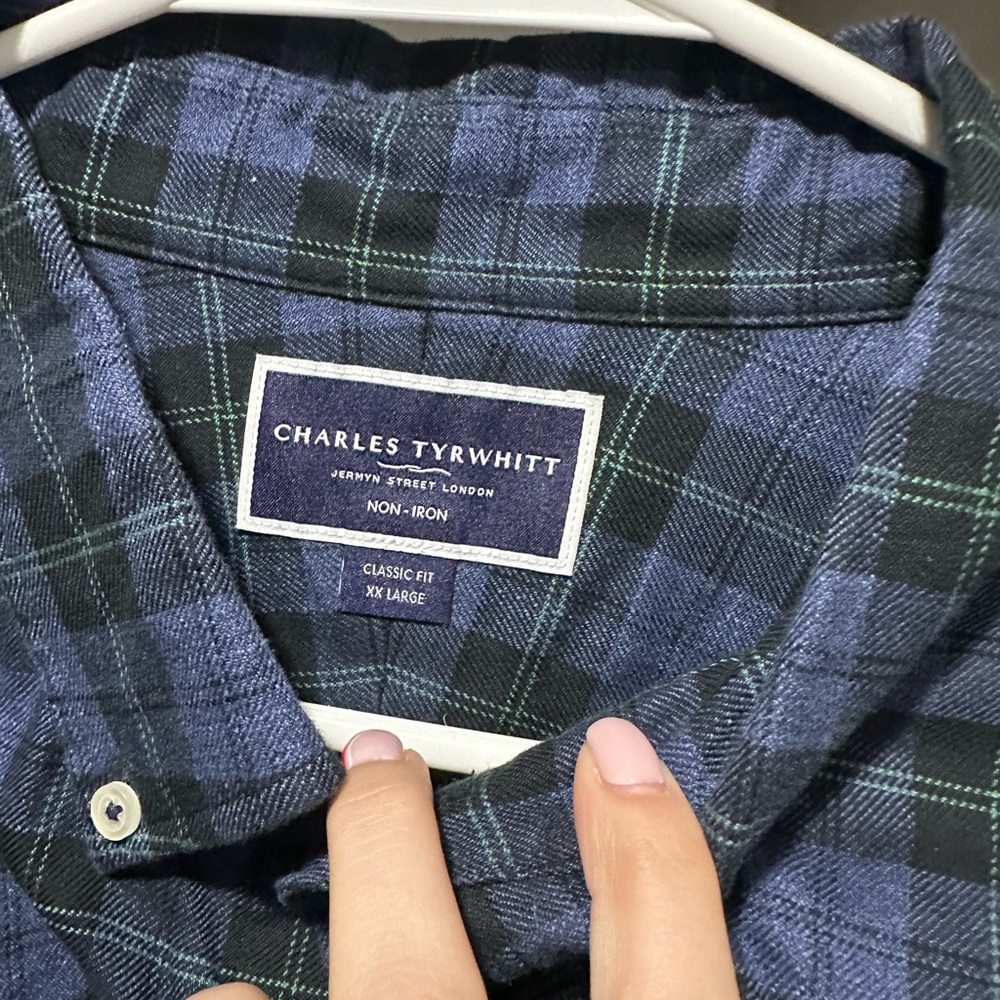 Charles Tyrwhitt Blue and Green Checkered Shirt - Picture 2 of 3